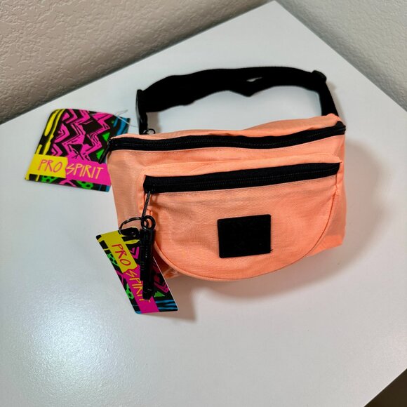 NWT VTG Pro Spirit 90s Fanny Pack Neon Orange Double Pocket Belt Bag Hip Pack - Picture 2 of 14